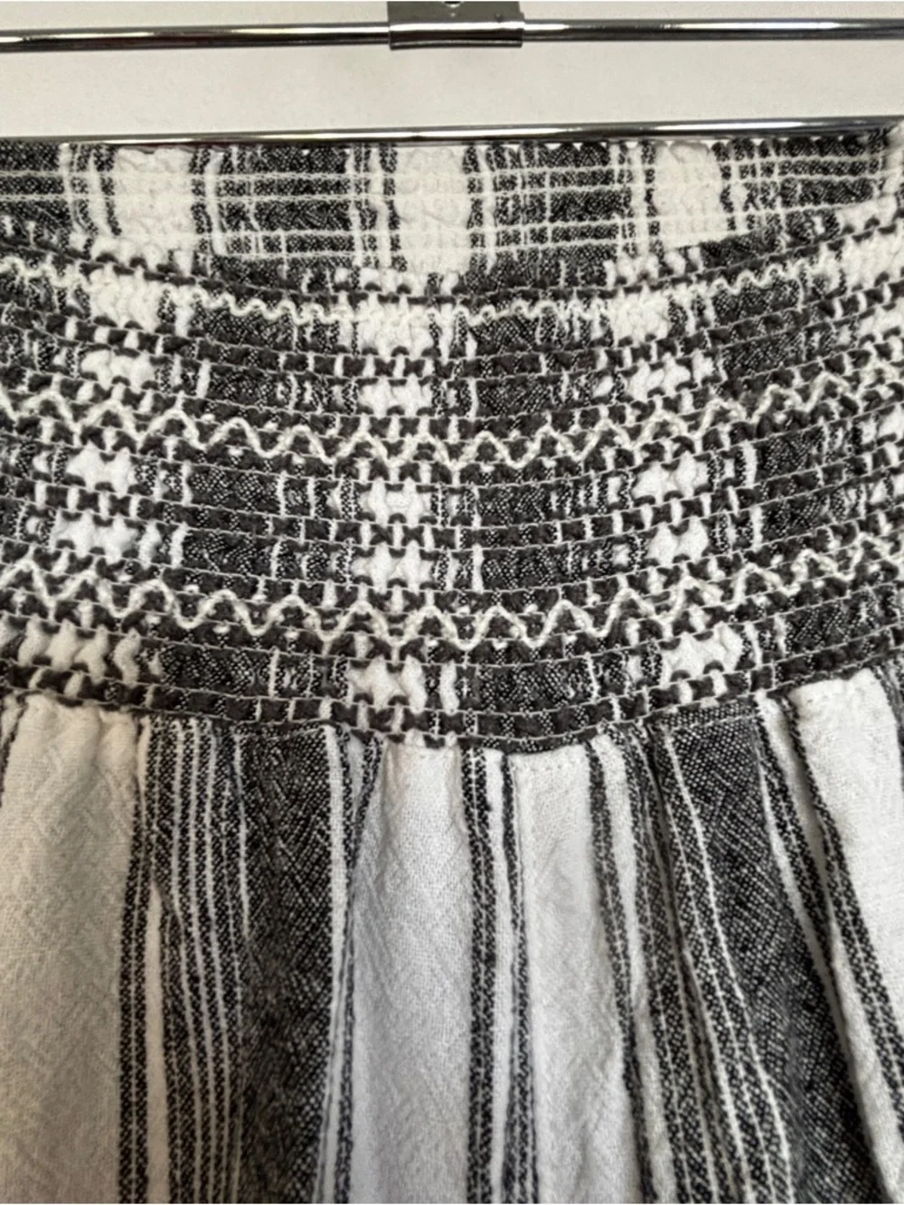 Rewash Sz L Linen/Cotton Black/White Wide Leg Pants Elastic Pull-on Pants Trendy - Picture 3 of 9